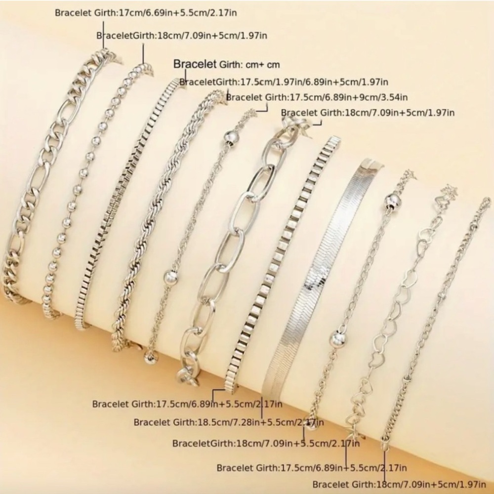 (J204) 925 Sterling Silver Set Of 11
Simple Twisted Snake Bone Chain
Bracelets - Picture 2 of 4